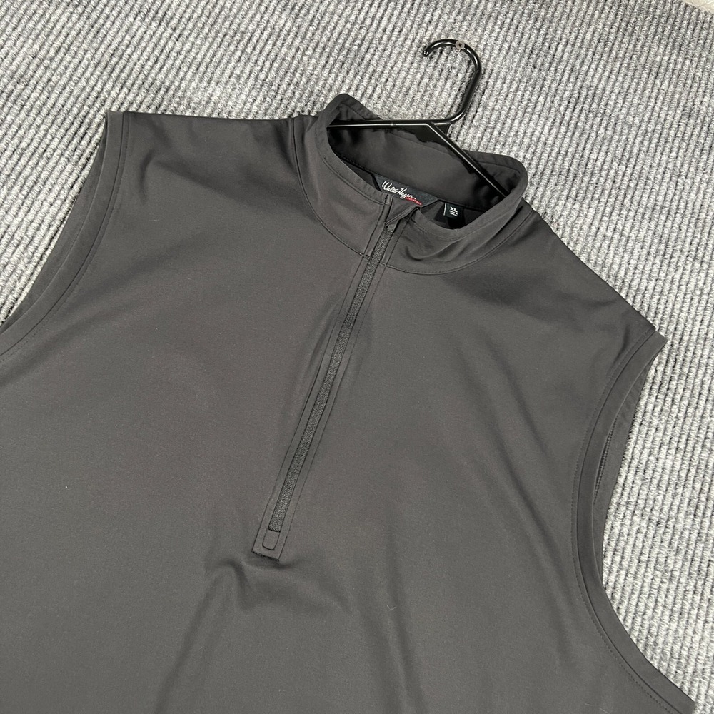 Walter‎ Hagen Pullover Mens XL Extra Large Black Sleeveless 1/4 Zip Mock Golf